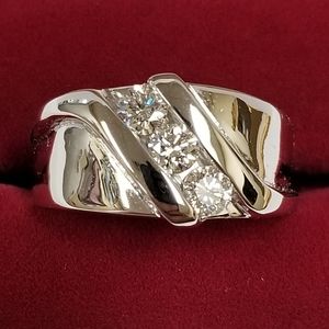 14k Solid White Gold 1.00 ctw Diamond Men's Ring